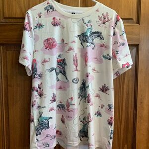 Women's Cream and Pink Graphic Tee